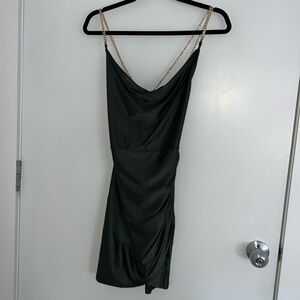 cowl neck chain strap dress